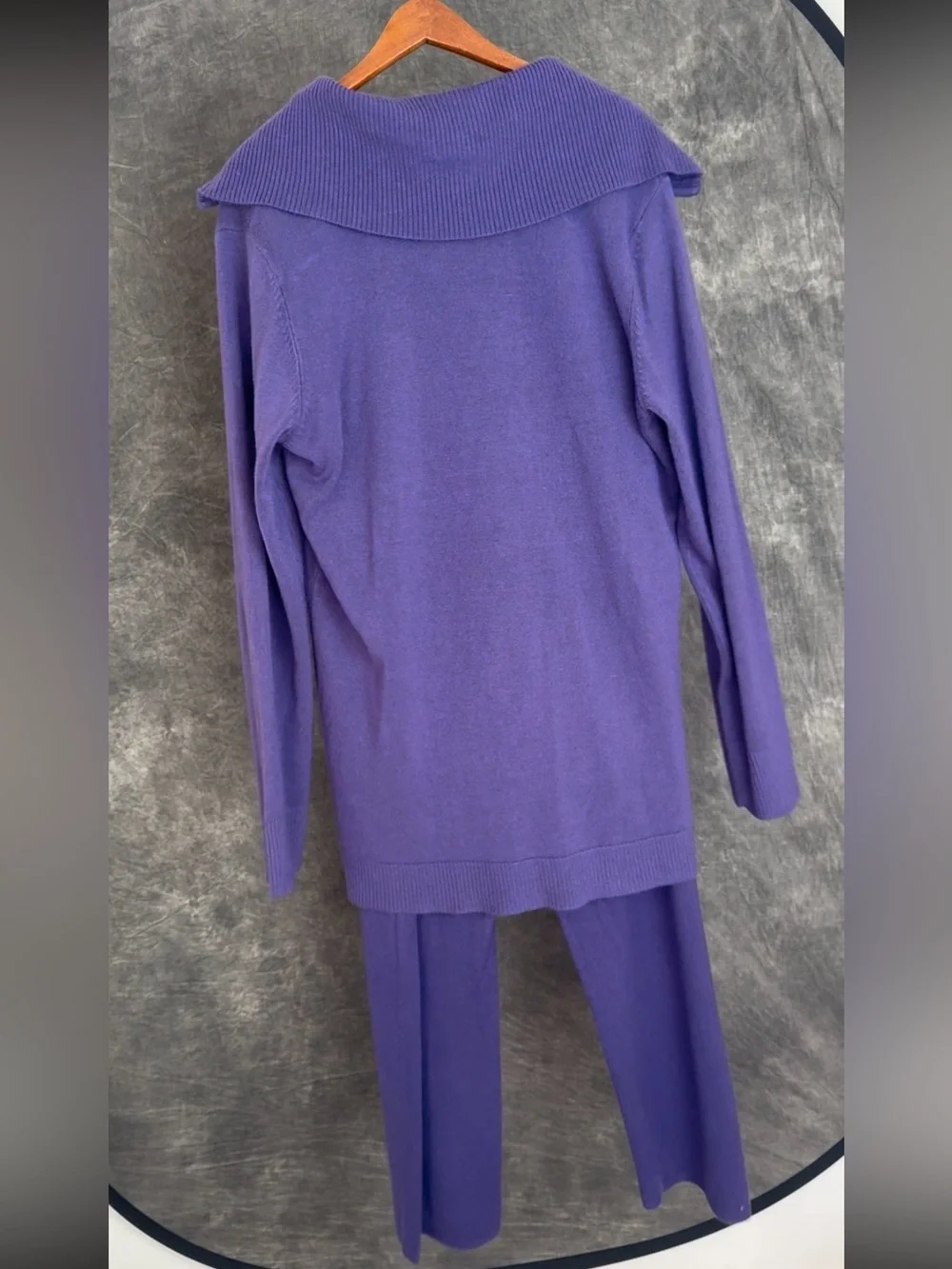 Susan Graver Purple 3 Piece Knit Sweater Pants Set XL Fits 1X